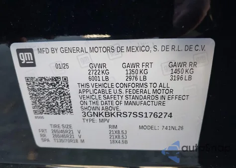 2025 Chevrolet Blazer Awd Rs from USA, damaged, VIN 3GNKBKRS7SS176274